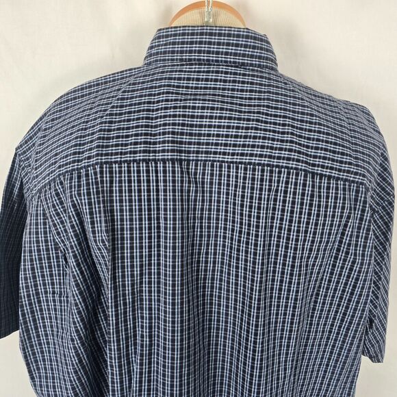 Wrangler Button Down Shirt Men's 2XL Blue Plaid Cool River Cotton Short Sleeve - Picture 4 of 14